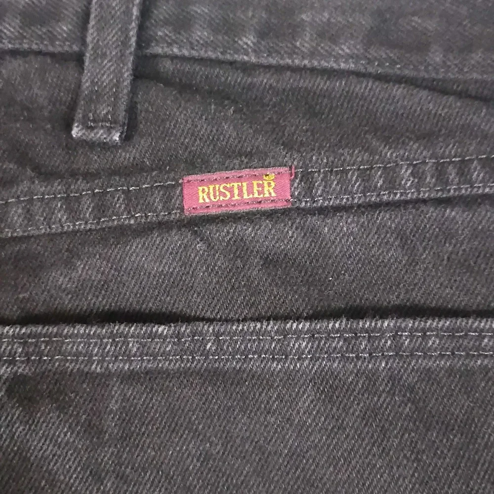 Rustler Mens‎ Regular Fit Straight Leg Black Jeans 100% Cotton 42x32 87619CB